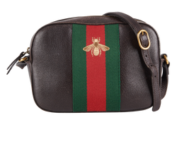 Webby Bee Crossbody, Leather, Brown, 412008 498879, B, 2*